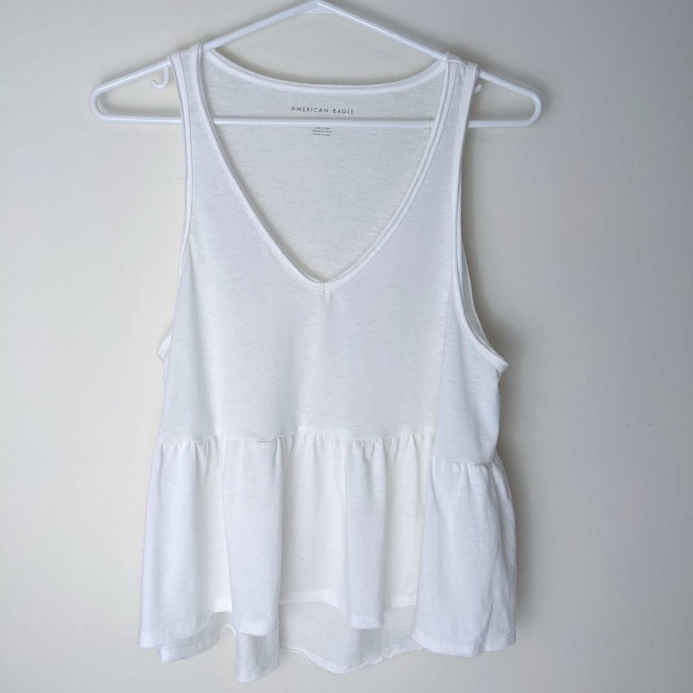 3/$20 AE White Babydoll Tank Sz S